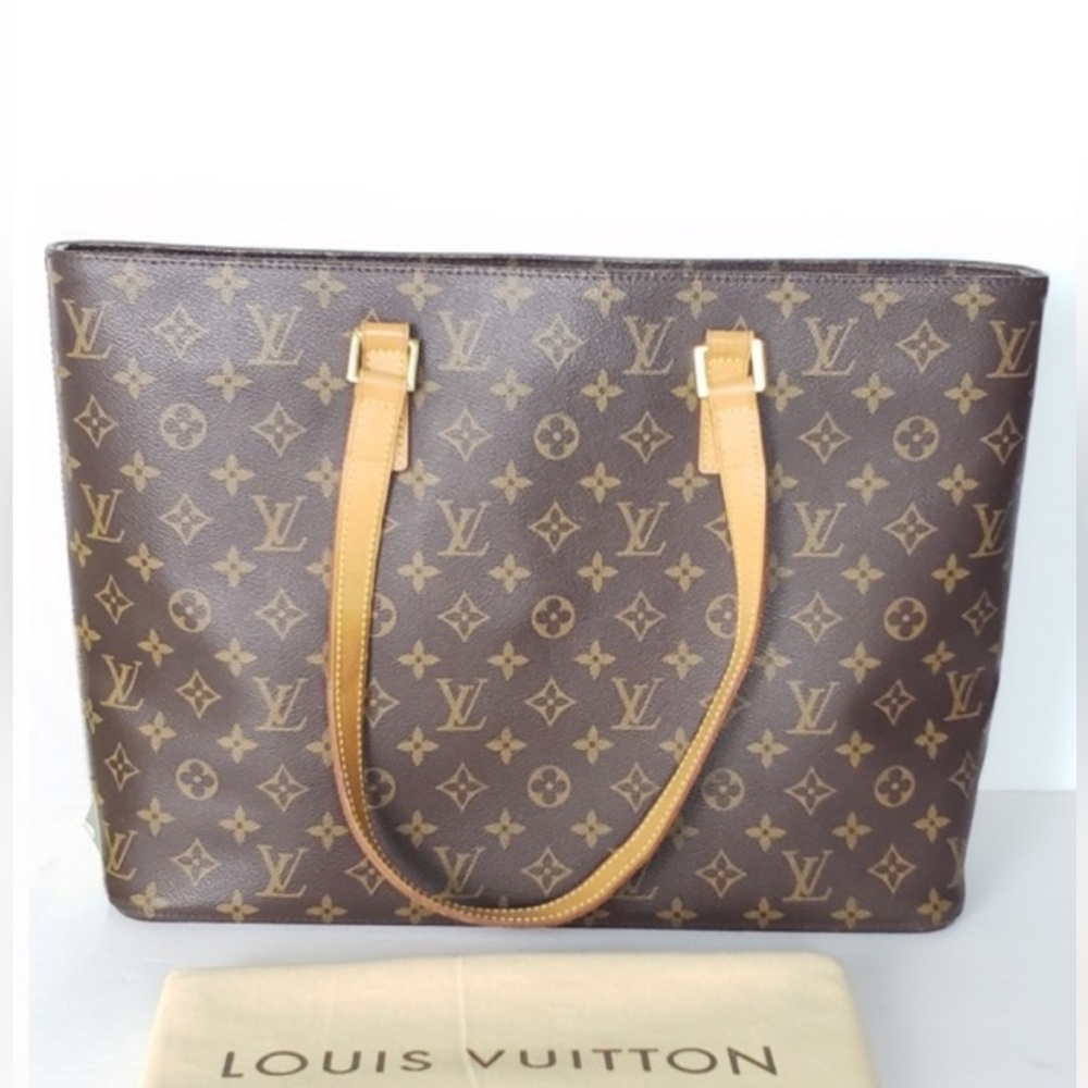 Louis Vuitton Monogram Canvas Brown Tote with Tan Straps